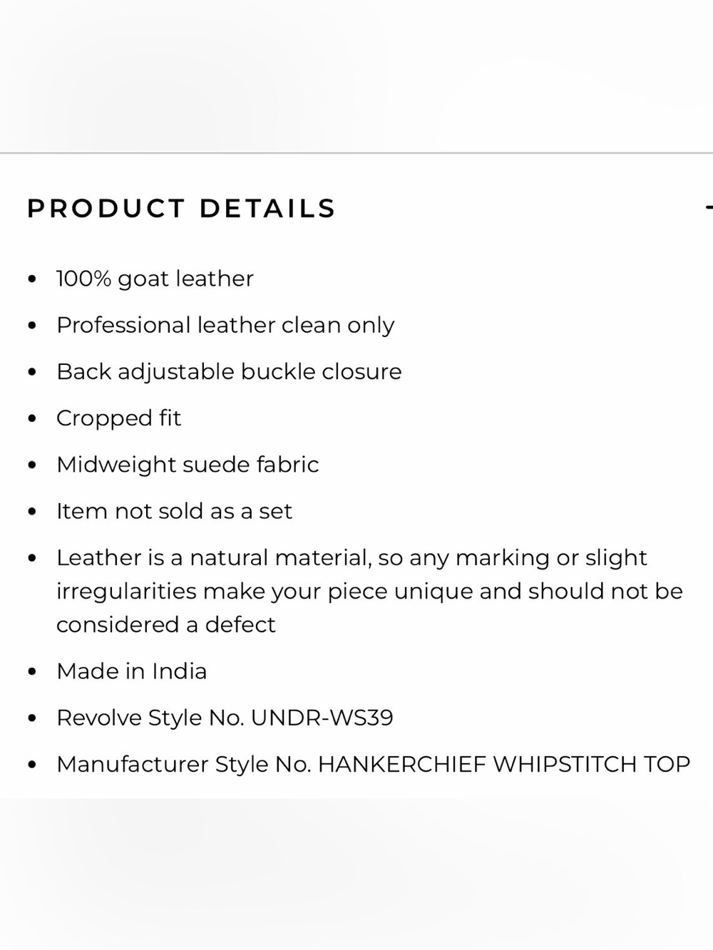 Understated Leather Hankerchif Whipstitch Top - Picture 4 of 8